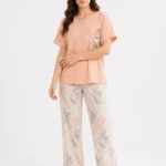 Peach Willow Botanical Henley Loungewear Set