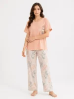 Peach Willow Botanical Henley Loungewear Set
