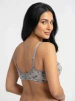 Women's Premium Turkish Cotton Wire-Free Seamed Bra with Ditsy Leaf Print - Image 2