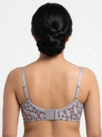 Women's Premium Cotton Underwired Seamed Bra with Geometric Ditsy Floral Print - Image 2