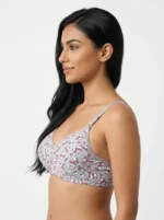 Women's Underwired Soft Sponge Seamed Bra with Ditsy Rosebud Floral Print - Image 3