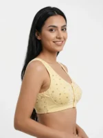 Women's Pure Cotton Front-Button Wireless Crop Bra with Ditsy Floral and Rose Print - Image 3