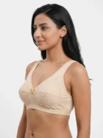 Women's Pure Cotton Front-Zipper Wireless Crop Bra with Ditsy Ring-Floral Print - Image 3