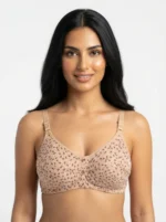 Women's Wire-Free Soft Sponge Under-Bust Seamed Bra with Ditsy Leaf and Blossom Print