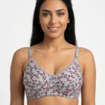 Women's Premium Cotton Underwired Seamed Bra with Geometric Ditsy Floral Print