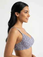 Women's Underwired Soft Sponge Seamed Bra with Ditsy Autumnal Floral Print - Image 3