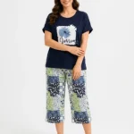 Midnight Navy Patchwork Botanical Loungewear Set