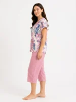 Mauve Orchid Meadow V-Neck Loungewear Set - Image 3