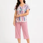 Mauve Orchid Meadow V-Neck Loungewear Set