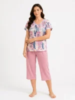 Mauve Orchid Meadow V-Neck Loungewear Set