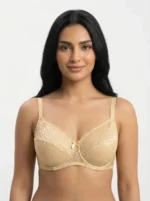 Women's Wire-Free Plus-Size Balconette Comfort Bra with Eyelet Lace Trim