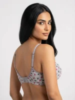 Women's Premium Turkish Cotton Wire-Free Seamed Bra with Dual-Tone Leaf Print - Image 2