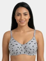 Women's Underwired Soft Sponge Seamed Bra with Retro Lightning Bolt Print