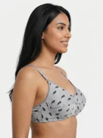 Women's Underwired Soft Sponge Seamed Bra with Retro Lightning Bolt Print - Image 3