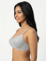 Women's Underwired Soft Sponge Seamed Bra with Abstract Geometric Bow Print - Image 3