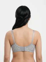 Women's Underwired Soft Sponge Seamed Bra with Abstract Geometric Bow Print - Image 2