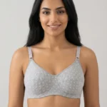 Women's Underwired Soft Sponge Seamed Bra with Abstract Geometric Bow Print