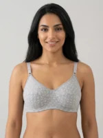 Women's Underwired Soft Sponge Seamed Bra with Abstract Geometric Bow Print