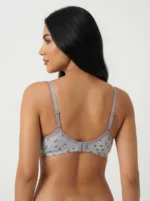 Women's Premium Turkish Cotton Wire-Free Seamed Bra with Delicate Budding Floral Print - Image 2