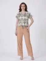 Sage Damask Tie-Front Loungewear Set