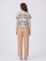 Sage Damask Tie-Front Loungewear Set - Image 2