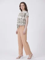 Sage Damask Tie-Front Loungewear Set - Image 3