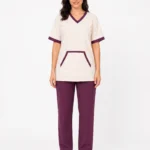 Geometric Pouch Pocket V-Neck Uniform