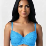 Women's Wire-Free Plus-Size Comfort Bra with Full Floral Lace Overlay and Wide Back Band