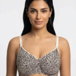 Women's best Turkish Cotton Underwired Seamed Bra with Classic Leopard Print