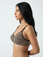 Women's Premium Turkish Cotton Wire-Free Seamed Bra with High-Contrast Leopard Print - Image 3