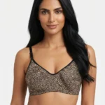 Women's Premium Turkish Cotton Wire-Free Seamed Bra with High-Contrast Leopard Print