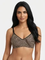 Women's Premium Turkish Cotton Wire-Free Seamed Bra with High-Contrast Leopard Print
