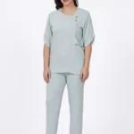 Asymmetric Button-Accent Wrap Uniform