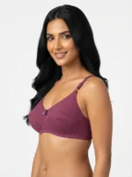 Women's Fine Cotton Wire-Free Multi-Part Seamed Bra with Swiss Polka Dot Print - Image 3