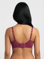 Women's Fine Cotton Wire-Free Multi-Part Seamed Bra with Swiss Polka Dot Print - Image 2