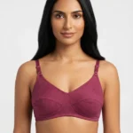 Women's Fine Cotton Wire-Free Multi-Part Seamed Bra with Swiss Polka Dot Print