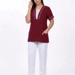 Contrast Piping Stylized Neckline Uniform