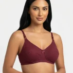 Women's Fine Cotton Wire-Free Multi-Part Seamed Bra with Swiss Polka Dot Print