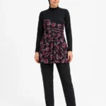 Women's Tropical Leaves Modest Skirted Swimsuit Set