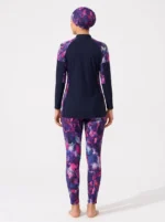 Women's Abstract Marble Modest Swimsuit Set - Image 2