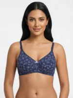Women's Wire-Free Soft Sponge Under-Bust Seamed Bra with Ditsy Garden Floral Print