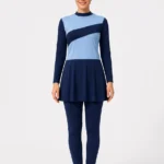 Women's Colorblock Modest Skirted Swimsuit Set