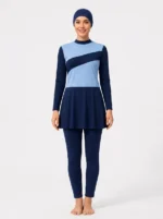 Women's Colorblock Modest Skirted Swimsuit Set