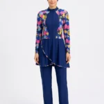Women's Floral Patchwork Modest Asymmetrical Swimsuit Set