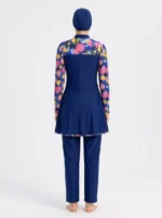 Women's Floral Patchwork Modest Asymmetrical Swimsuit Set - Image 2