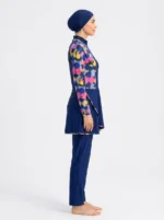 Women's Floral Patchwork Modest Asymmetrical Swimsuit Set - Image 3