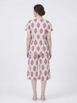 Crimson Medallion Notch-Neck Loungewear Set - Image 2