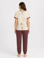 Burgundy Marble Henley Loungewear Set - Image 2