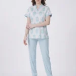 Aquamarine Medallion Mandarin Loungewear Set
