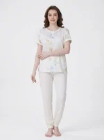 Ivory Marble Henley Loungewear Set